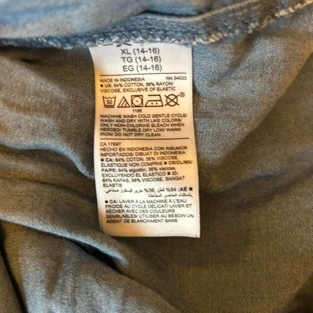 Old Navy Size 14/16 XL Denim Dress with Smocked Top and Sleeves